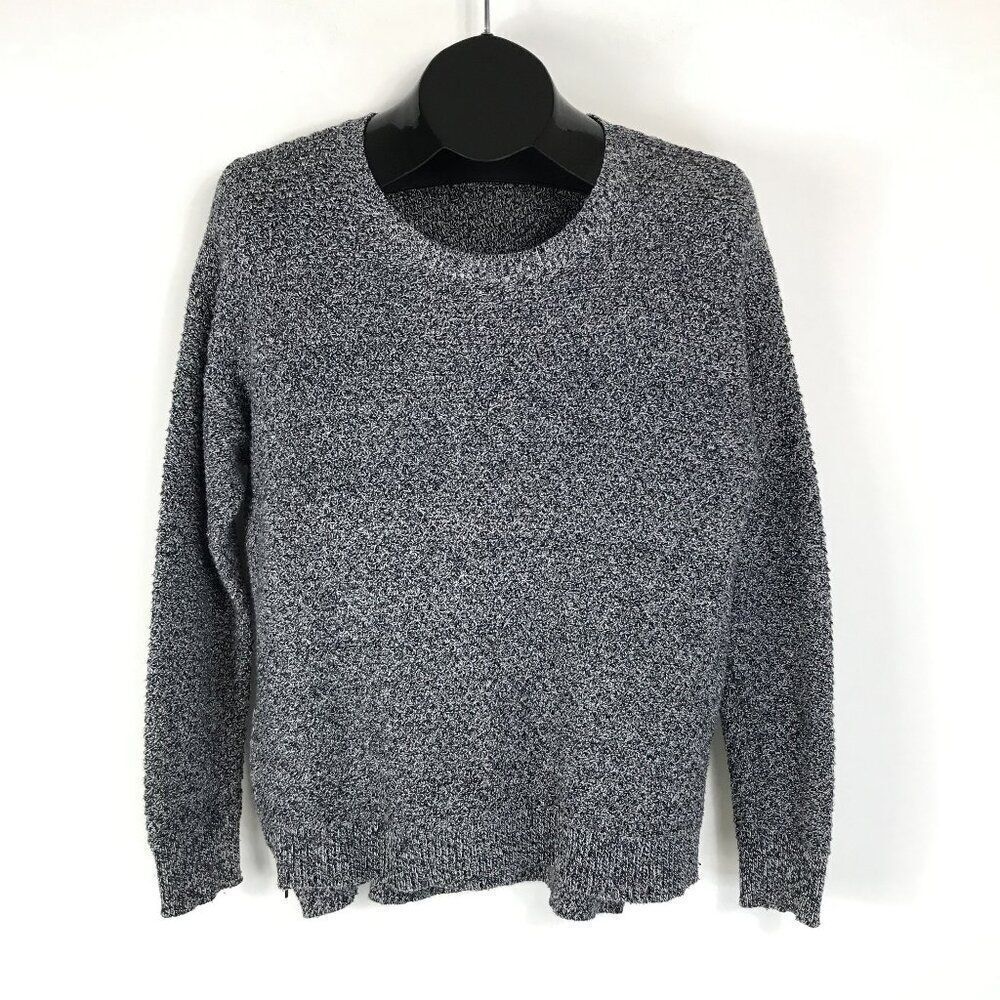 Madewell Landmark Textured Sweater Women's Medium Gray Knit Side Zip Pullover